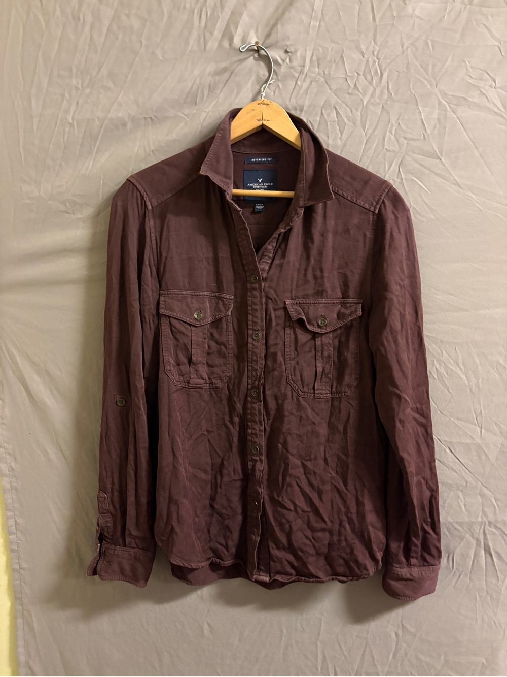American Eagle Outfitters Button-Down Shirt Jacket - Wine